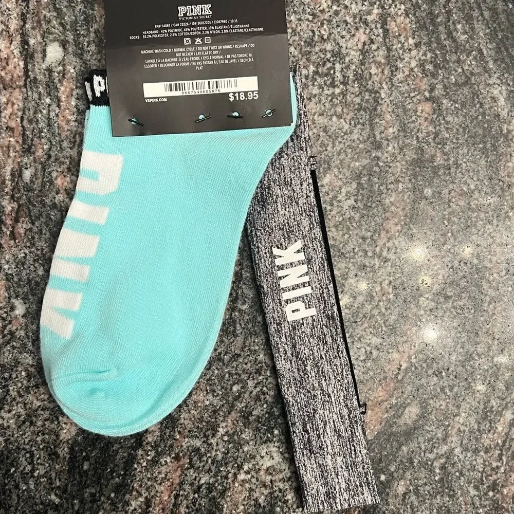 Victoria's Secret PINK No Show socks One Size & headband gift set